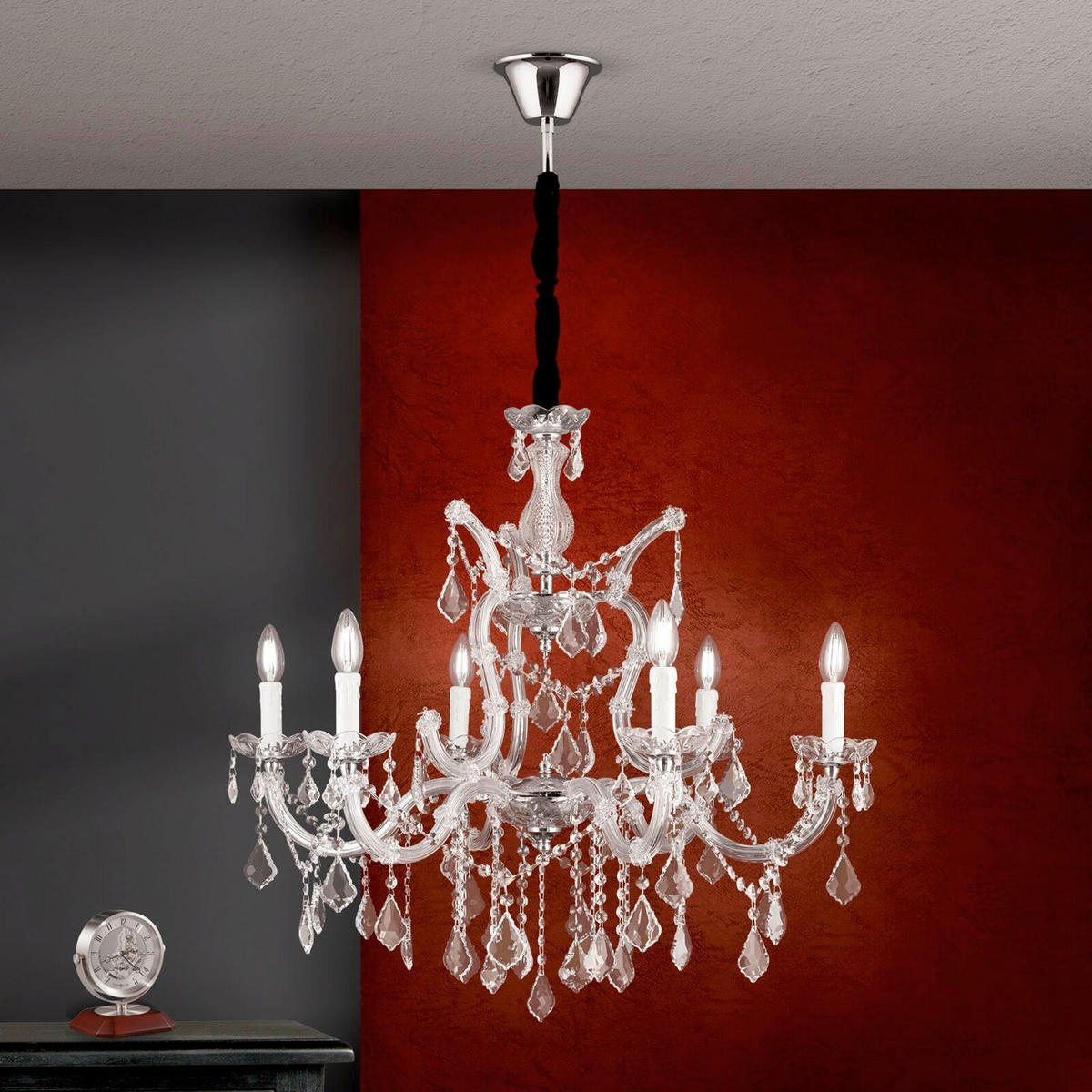 KRONLEUCHTER Theresa   - Silberfarben, LIFESTYLE, Glas/Metall (78/145/78cm)