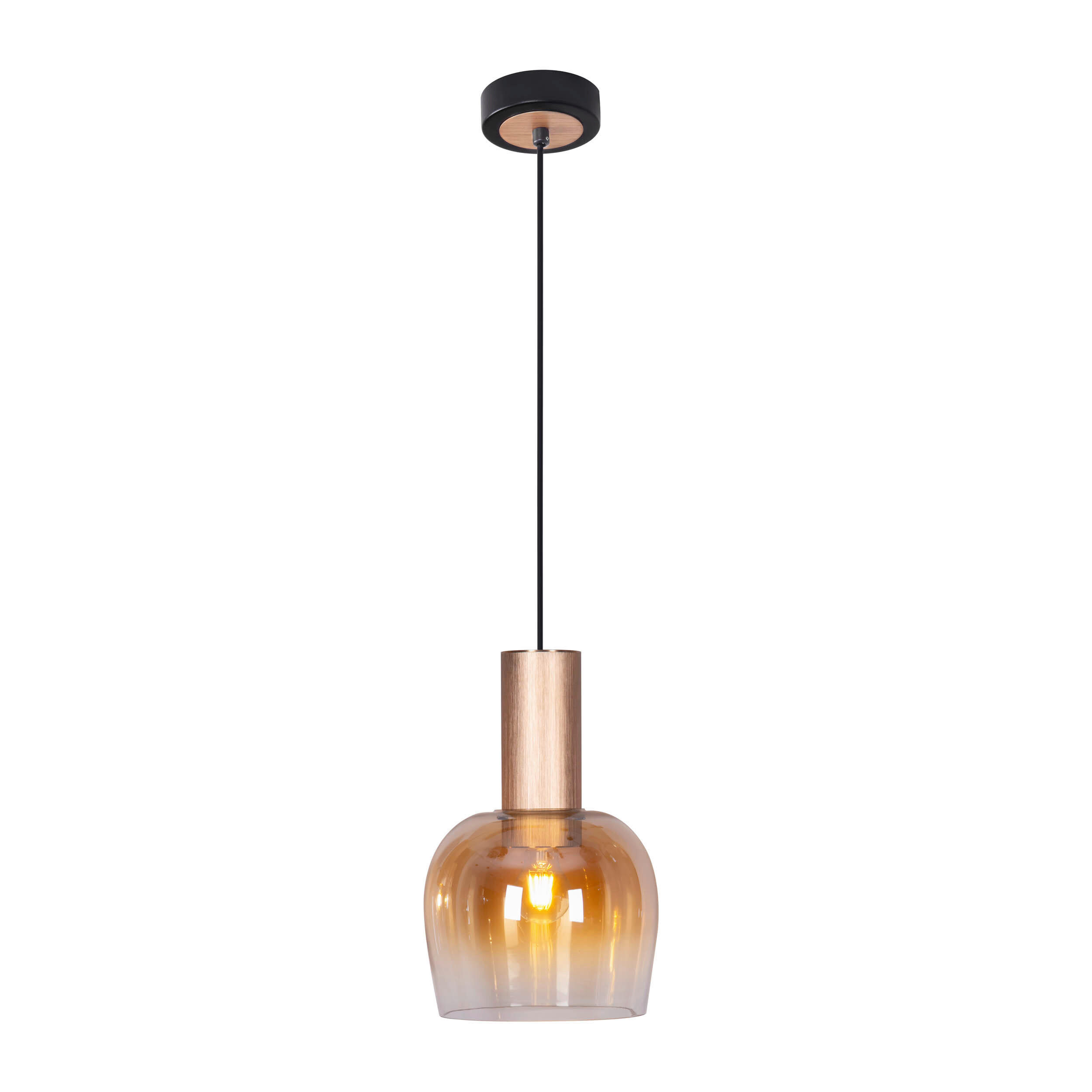PENDELLEUCHTE 23,3/150 cm  - Bernsteinfarben/Schwarz, Design, Glas/Metall (23,3/150cm) - Näve