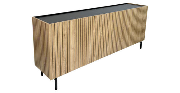 SIDEBOARD LINO in 181/75/40 cm - Eichefarben/Schwarz, Design, Holzwerkstoff/Metall (181/75/40cm) - Xora