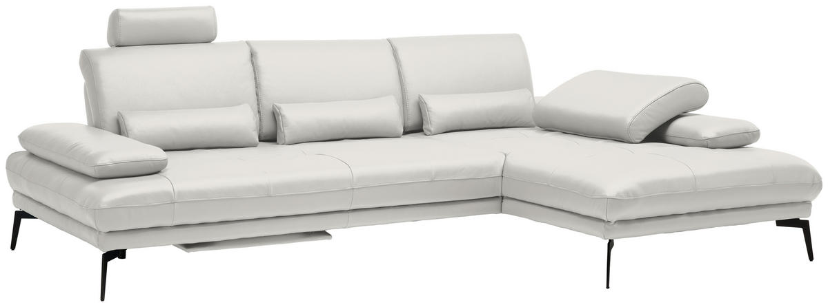 ECKSOFA Creme Echtleder  - Creme/Schwarz, Design, Leder/Metall (273/187cm) - Celina Home