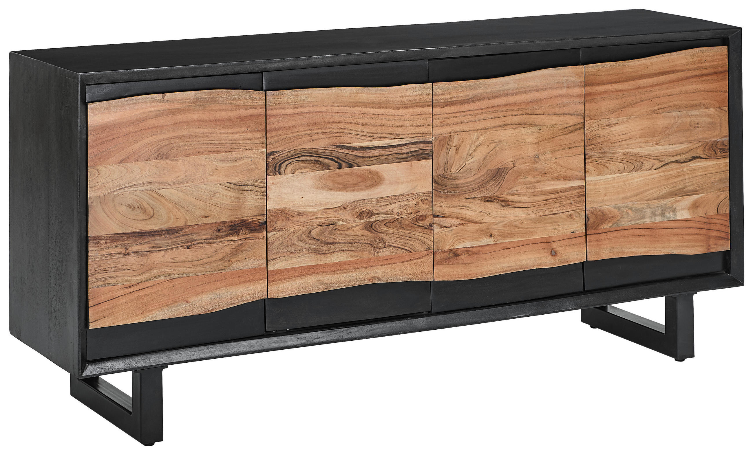 SIDEBOARD  168/76/61 cm  - Schwarz/Naturfarben, Design, Holz/Metall (168/76/61cm) - Livetastic