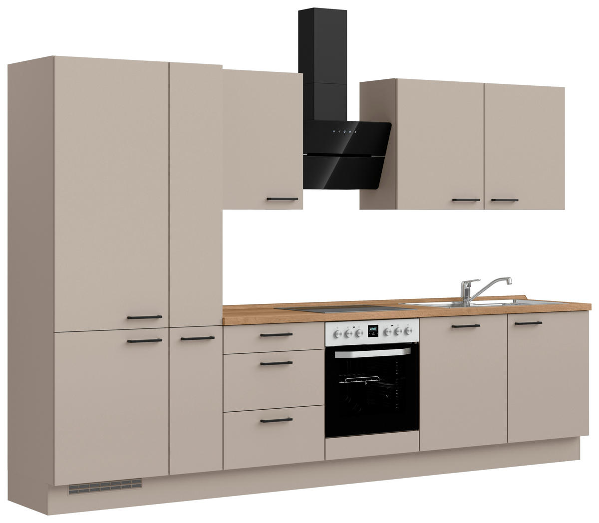 KÜCHENBLOCK Easytouch 330 cm  in Eichefarben, Sandfarben  - Sandfarben/Eichefarben, MODERN, Holzwerkstoff/Metall (330cm) - Nobilia