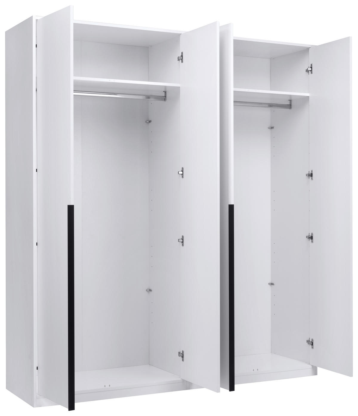 DREHTÜRENSCHRANK Weiss  - Weiss/Schwarz, Modern, Holzwerkstoff/Metall (185/211/53cm) - MID.YOU