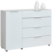KOMODA   135/101/40 cm   bijela visoki sjaj  - siva/boje kroma, Basics, staklo/drvni materijal (135/101/40cm) - Voleo