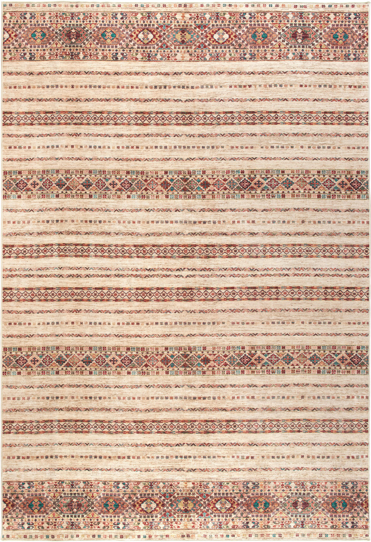 VINTAGE-TEPPICH Cortea Araqan 240/340 cm  in Terracotta, Graublau, Elfenbein  - Elfenbein/Graublau, LIFESTYLE, Kunststoff/Textil (240/340cm) - Lindorug