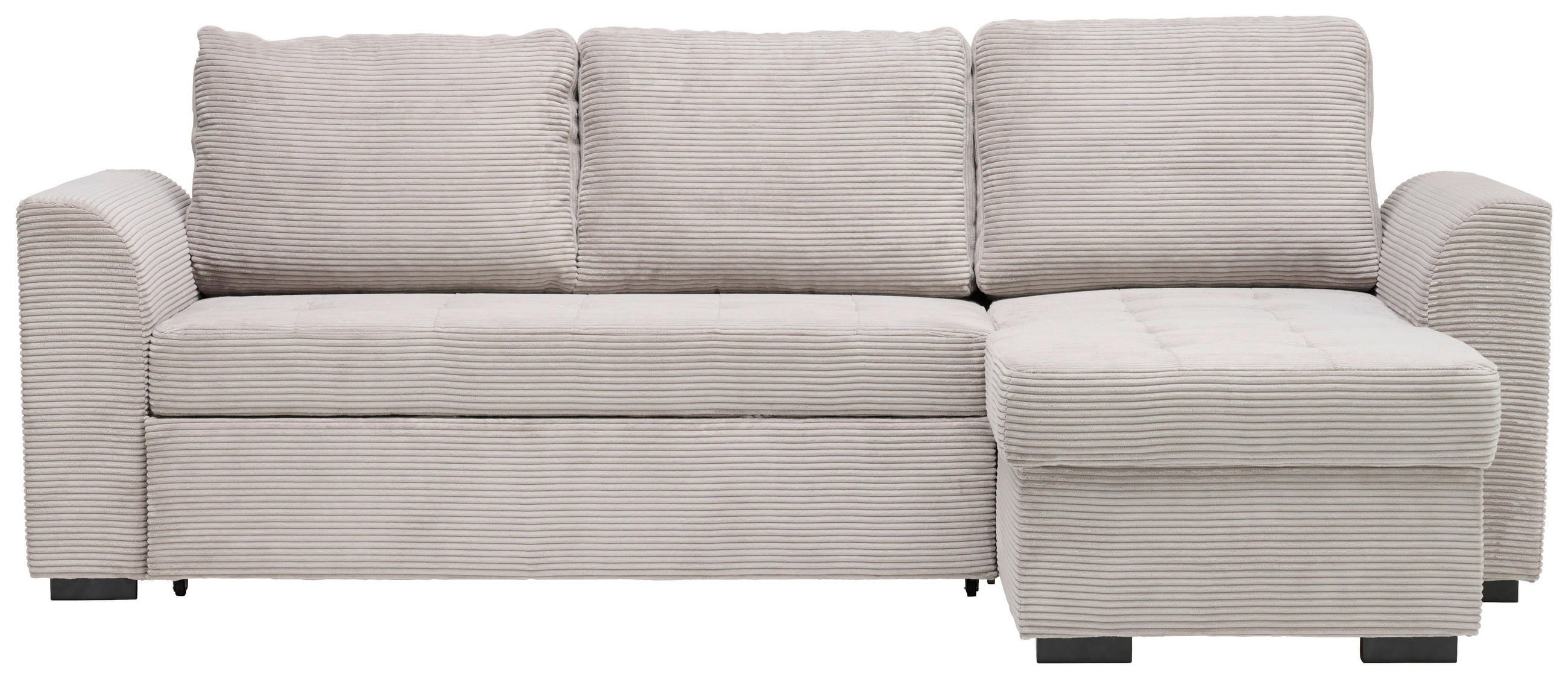 ECKSOFA Cord, Velours Hellgrau  - Hellgrau/Schwarz, Design, Kunststoff/Textil (243/155cm) - Xora