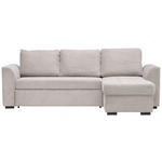ECKSOFA inkl. Schlaffunktion Hellgrau Cord, Velours Rückenkissen, Schlaffunktion, Stauraum  - Hellgrau/Schwarz, Design, Kunststoff/Textil (243/155cm) - Xora