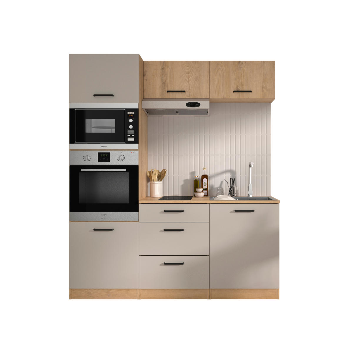 KÜCHENLEERBLOCK   in Beige, Beigebraun  - Beige/Beigebraun, Trend, Holzwerkstoff/Metall (180/211/60cm) - MID.YOU