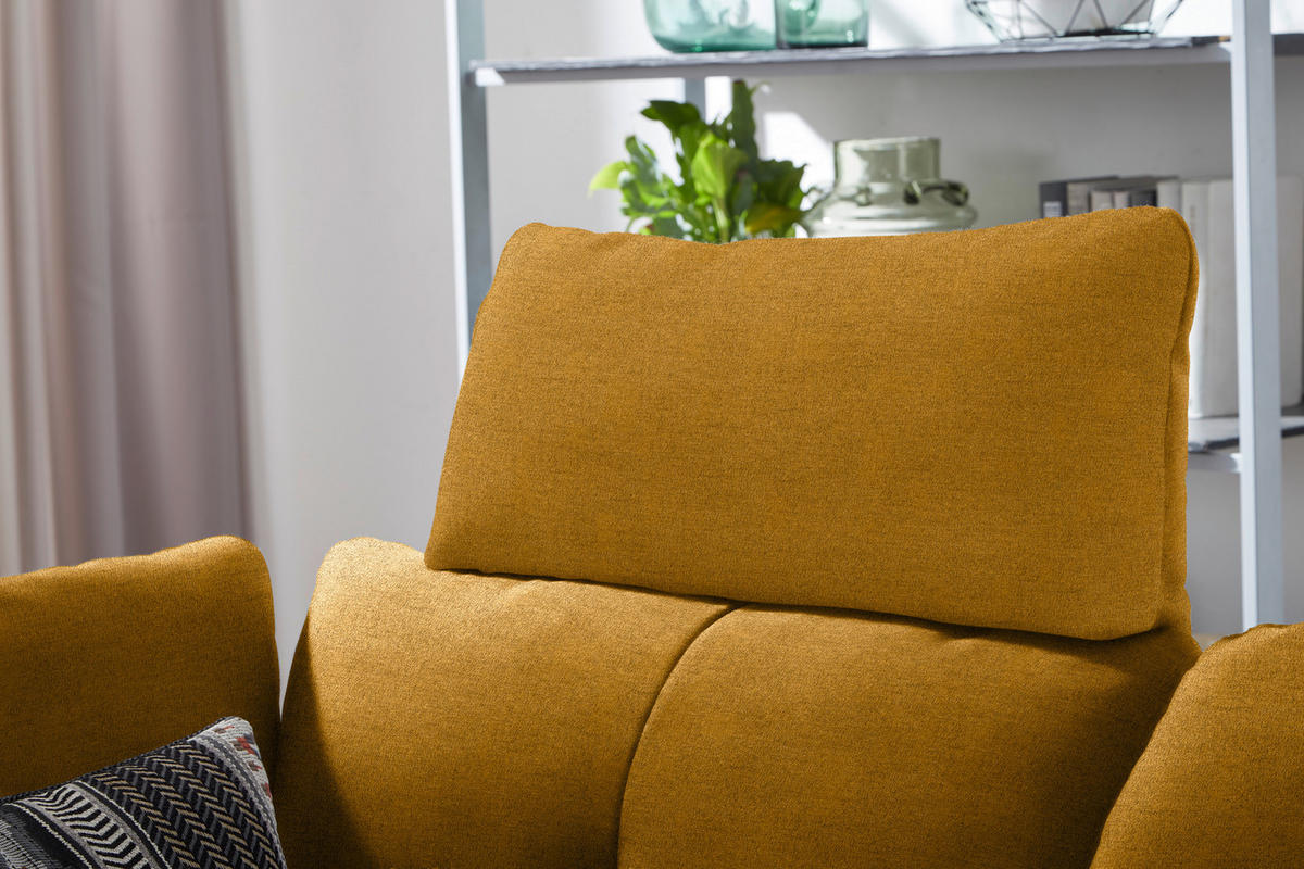 ECKSOFA in Flachgewebe Currygelb  344/157 cm  - Currygelb/Schwarz, Design, Textil/Metall (344/157cm) - Chilliano