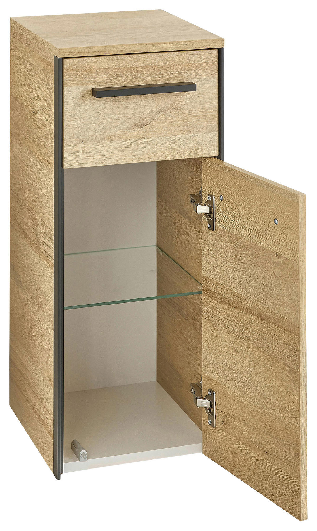 UNTERSCHRANK 30/72/33 cm   - Eichefarben/Schwarz, Natur, Glas/Holzwerkstoff (30/72/33cm) - Xora