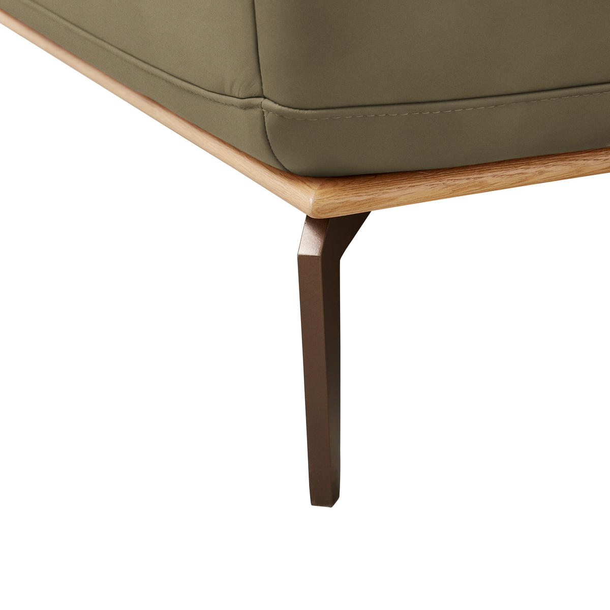 ECKSOFA in Echtleder Olivgrün  - Bronzefarben/Olivgrün, Design, Leder/Holz (314/176cm) - Valnatura