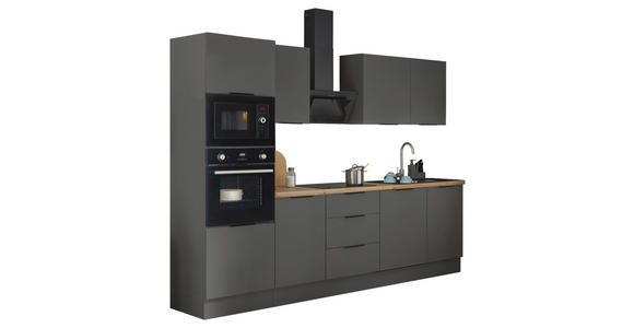 KÜCHENBLOCK in Graphitfarben - Schwarz/Graphitfarben, Basics, Holzwerkstoff/Metall (280/211/60cm) - Xora