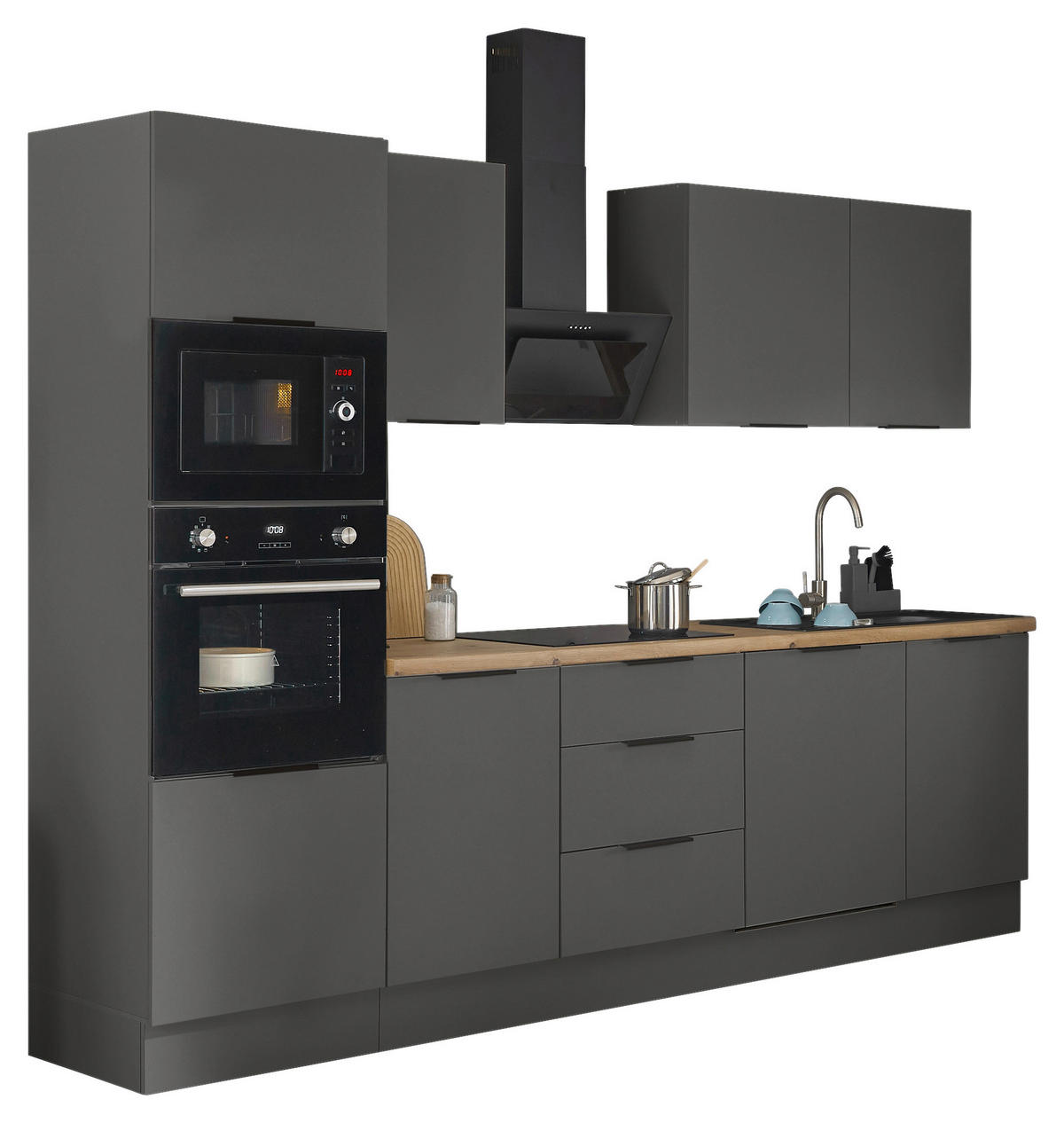 KÜCHENBLOCK   in Graphitfarben  - Schwarz/Graphitfarben, Basics, Holzwerkstoff/Metall (280/211/60cm) - Xora