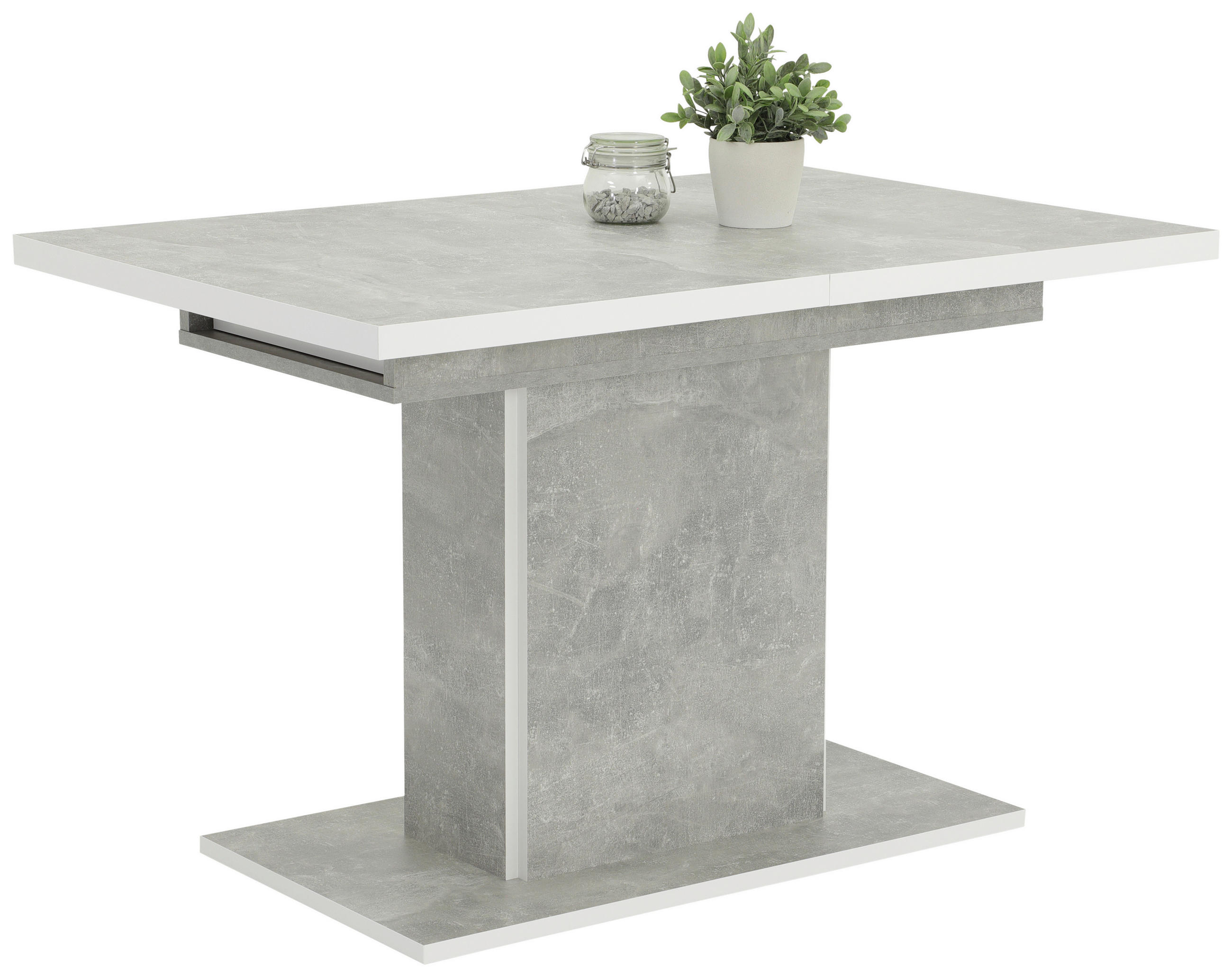 Esstisch ausziehbar Alice LxB: 120-160x80 cm Betonoptik/Weiß