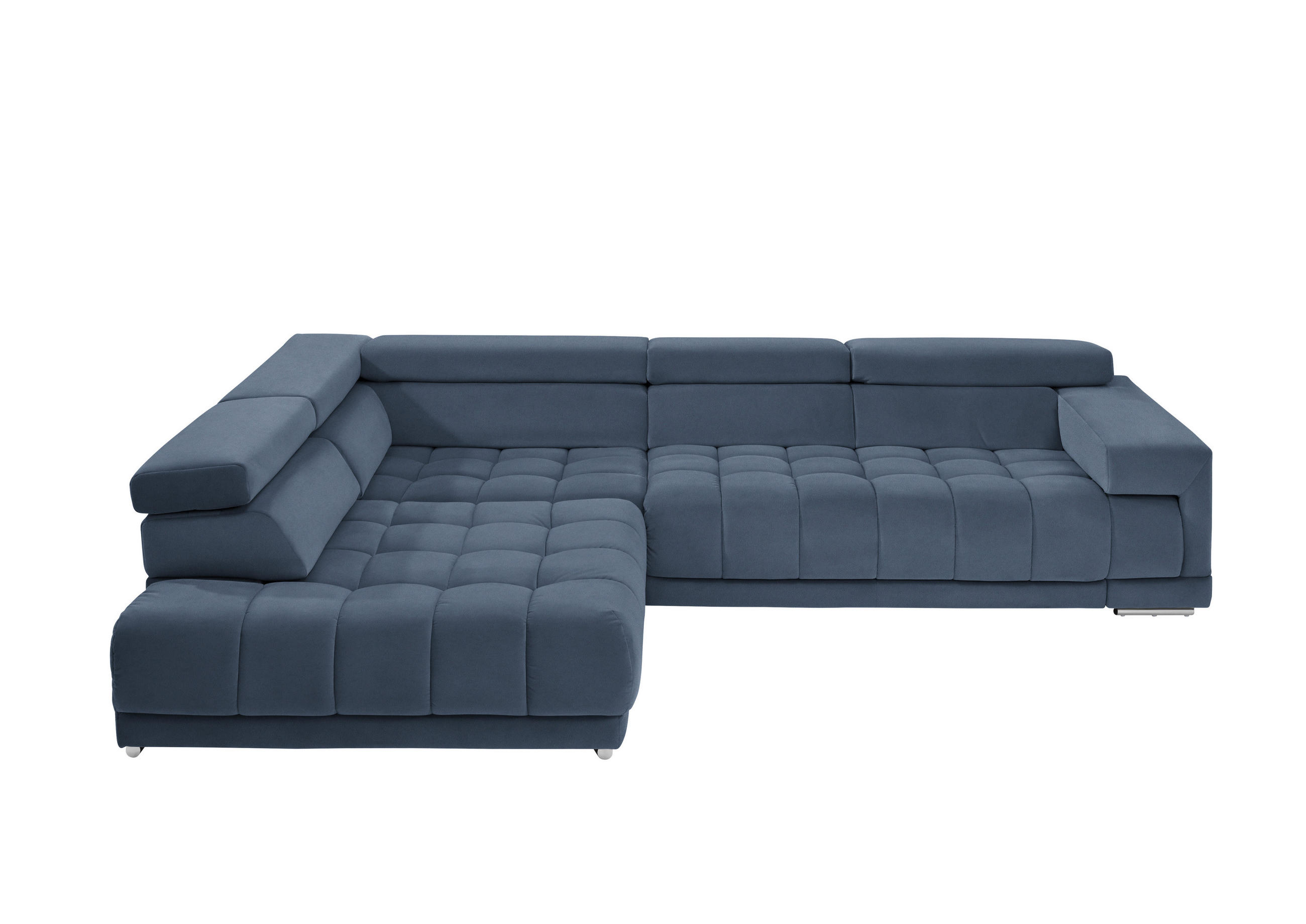 ECKSOFA in Mikrofaser Blau  222/326 cm  - Chromfarben/Blau, Design, Textil/Metall (222/326cm) - Beldomo Speed