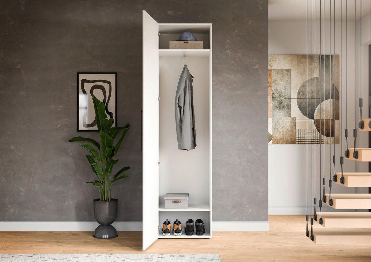 GARDEROBENSCHRANK  in 55/200/47 cm  - Schwarz/Weiß, MODERN, Glas/Holzwerkstoff (55/200/47cm) - Stylife