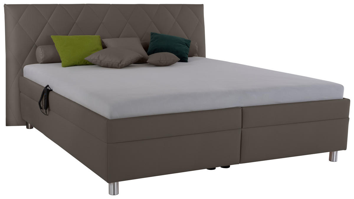 POLSTERBETT Matratze, gepolstertes Kopfteil, Lattenrost, Bettkasten 200/200 cm  in Anthrazit  - Birkefarben/Anthrazit, KONVENTIONELL, Holz/Textil (200/200cm) - Esposa
