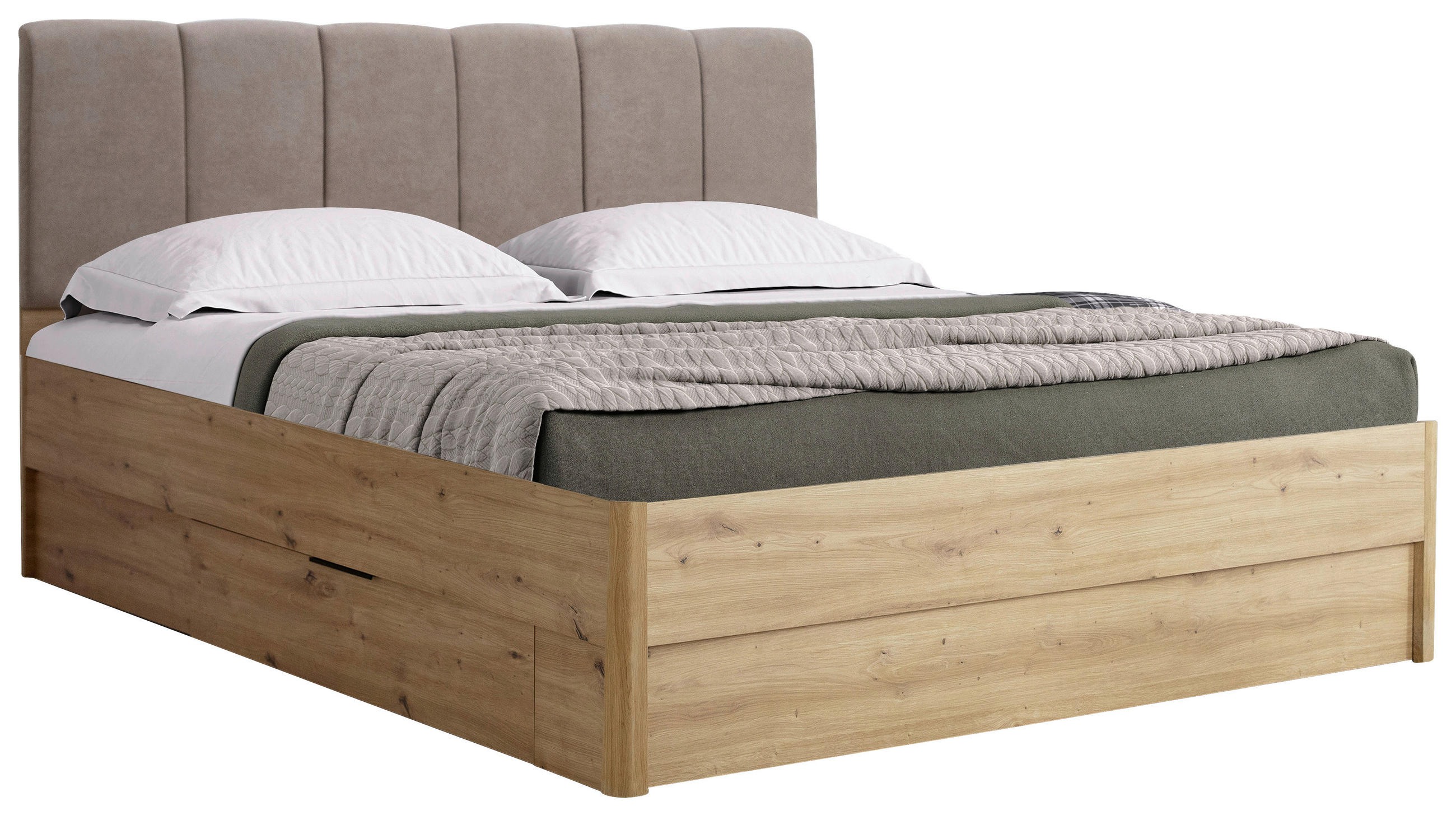 STAURAUMBETT 180/200 cm  Eiche Artisan   - Taupe/Eiche Artisan, Konventionell, Holzwerkstoff/Textil (180/200cm) - Carryhome