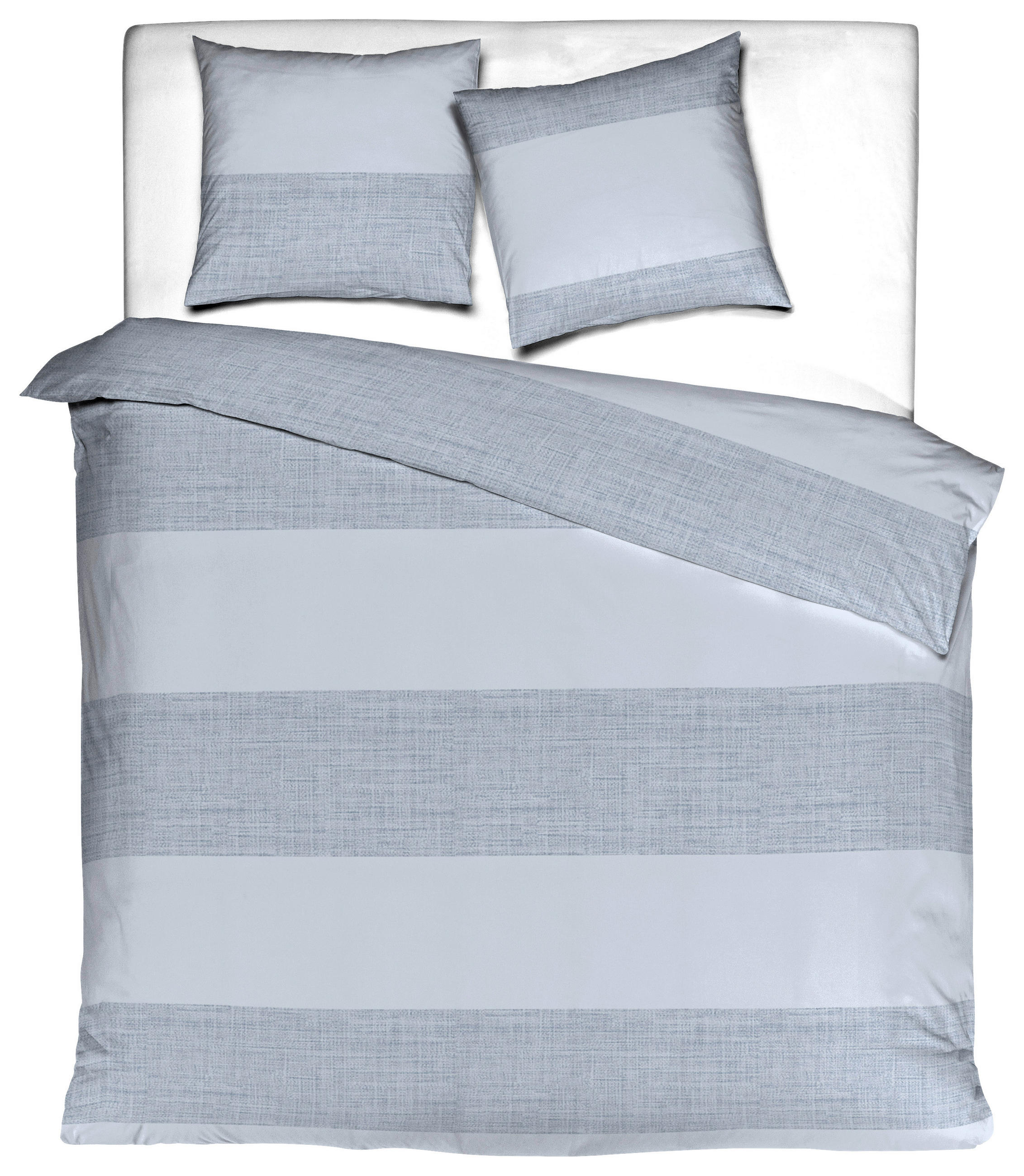 BETTWÄSCHESET Satin 160/210 cm  65 cm/100 cm  - Pastellblau/Graublau, Basics, Textil (160/210cm) - Novel