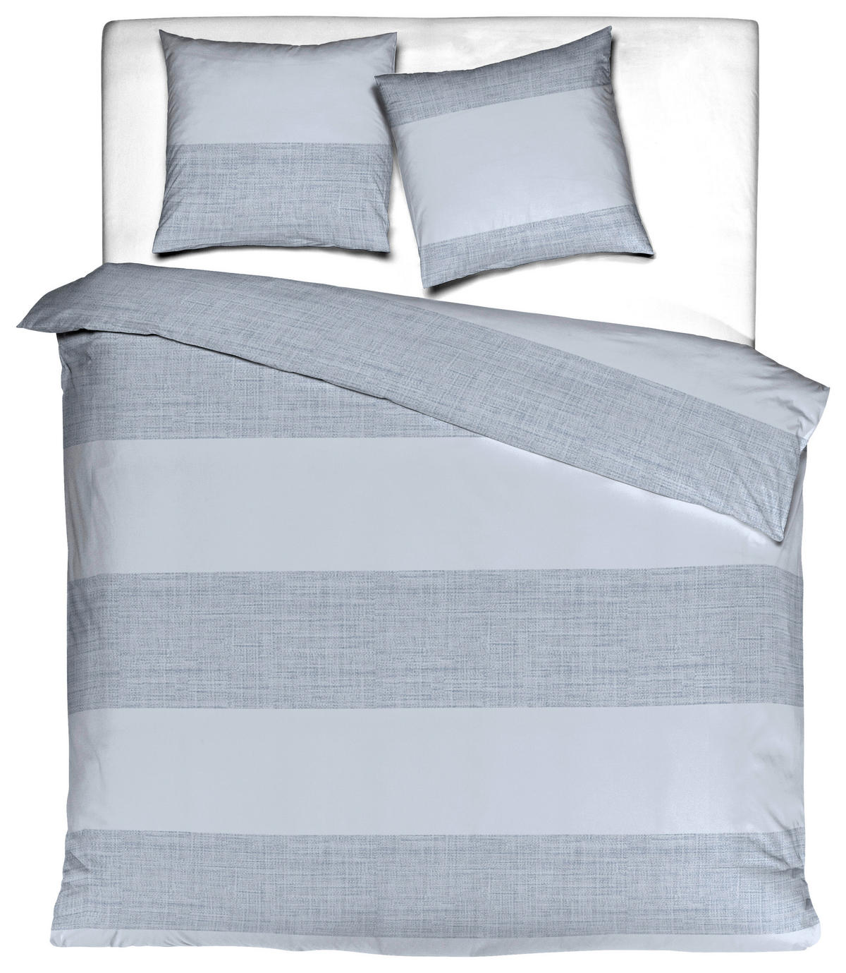 BETTWÄSCHESET Satin 160/210 cm  65 cm/100 cm  - Pastellblau/Graublau, Basics, Textil (160/210cm) - Novel