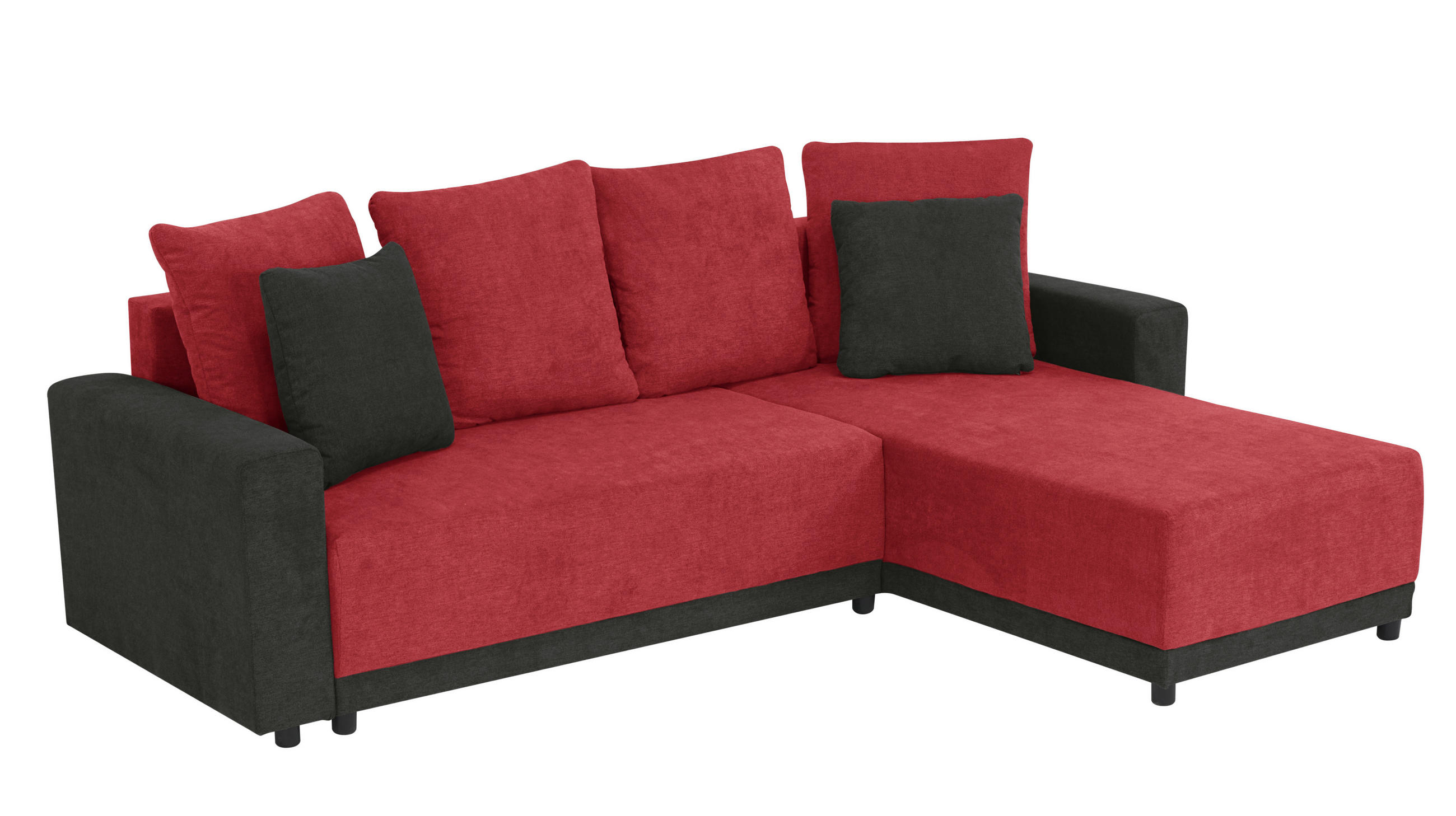 ECKSOFA in Mikrofaser Anthrazit, Rot  178/248 cm  - Anthrazit/Rot, Design, Kunststoff/Textil (178/248cm) - MID.YOU