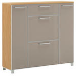 SCHUHSCHRANK Santina  in 121/108/31 cm  - Taupe/Chromfarben, Design, Glas/Holz (121/108/31cm) - Novel