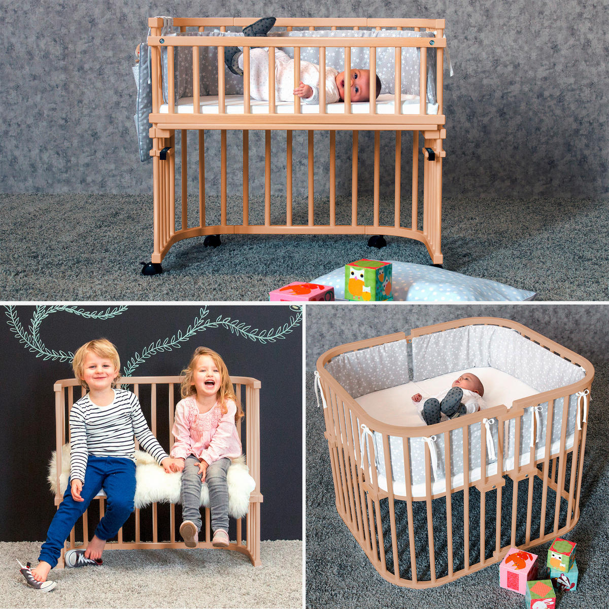 BEISTELLBETT 110/62/96,50 cm  - Naturfarben, Basics, Holz (110/62/96,50cm) - Babybay