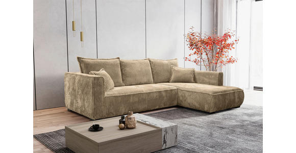 ECKSOFA Beige Cord Zierkissen, Rückenkissen  - Beige/Schwarz, MODERN, Holz/Textil (322/208cm) - Carryhome