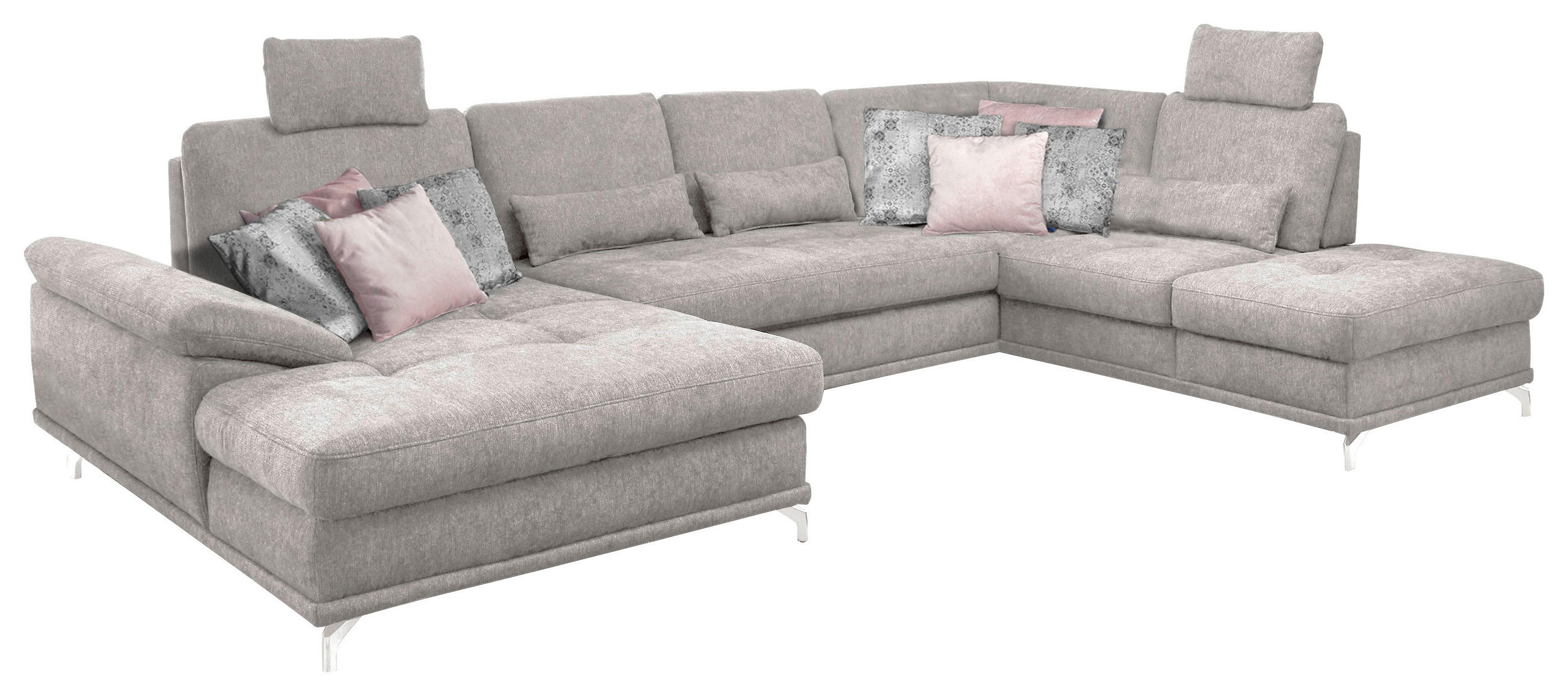 WOHNLANDSCHAFT Silberfarben Flachgewebe  - Silberfarben, KONVENTIONELL, Textil/Metall (176/363/223cm) - Sit & More