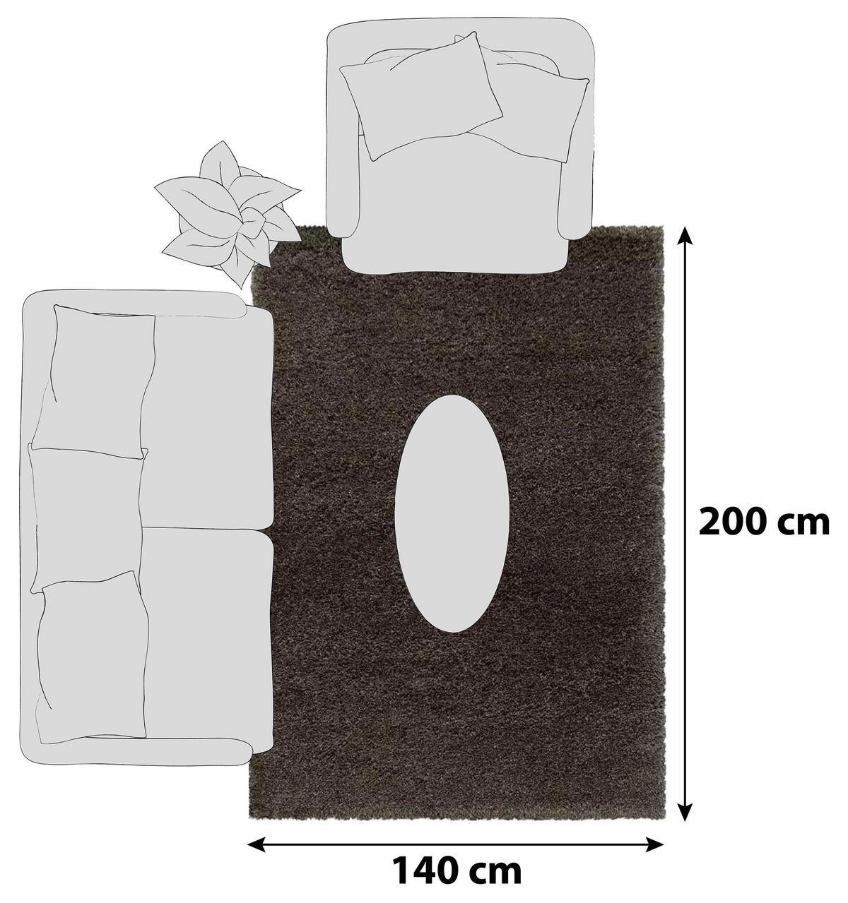 KOBEREC S VYSOKÝM VLASEM, 140/200 cm, hnědá - hnědá, Basics, textil (140/200cm) - Novel