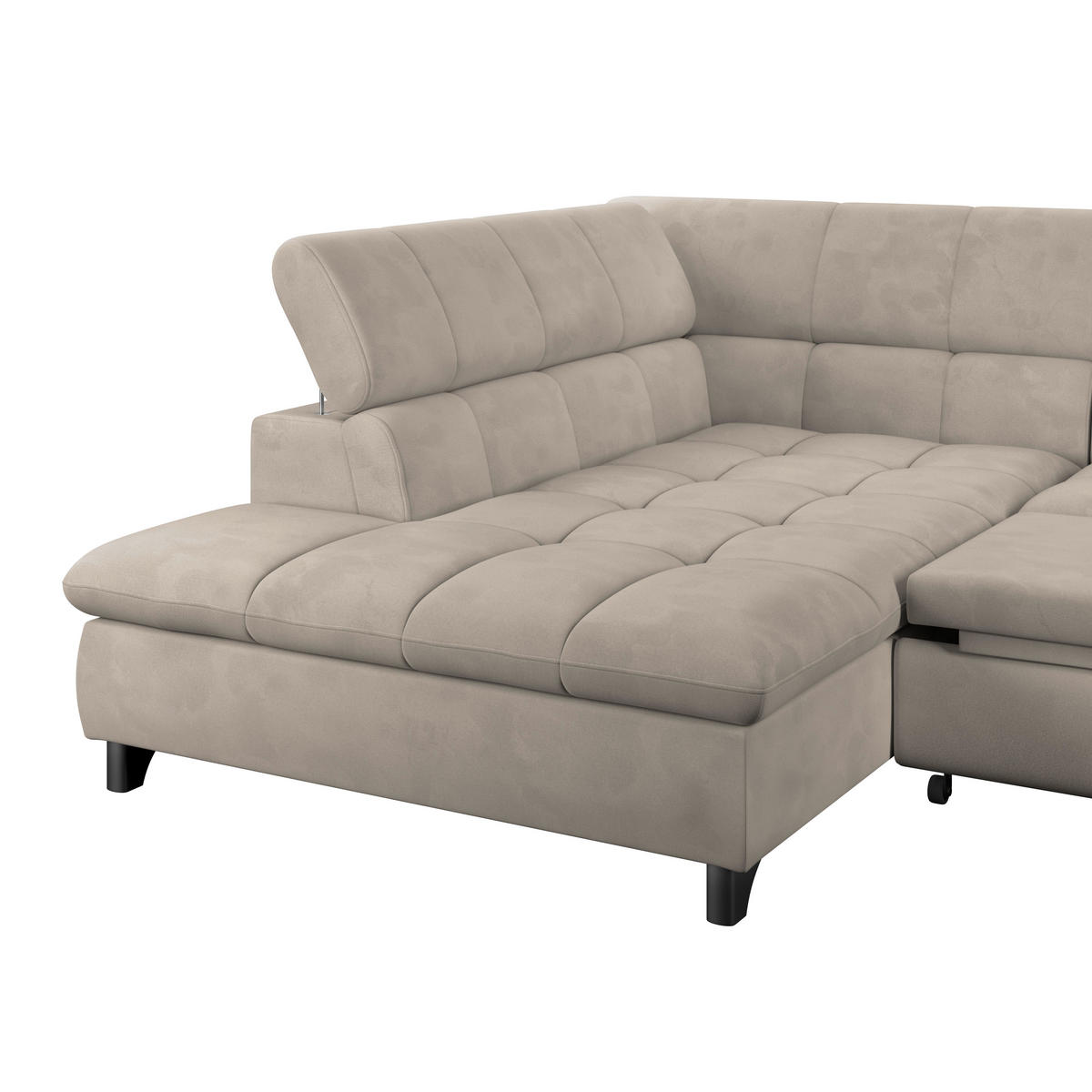 ECKSOFA Naturfarben Chenille  - Chromfarben/Naturfarben, KONVENTIONELL, Textil/Metall (234/312cm) - Livetastic
