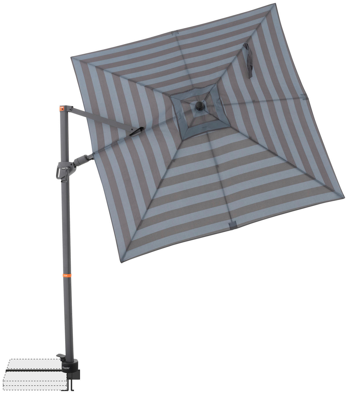 AMPELSCHIRM 210x210 cm  - Anthrazit/Grau, Basics, Textil/Metall (210/210cm) - Doppler