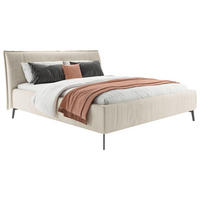 POLSTERBETT gepolstertes Kopfteil 160/200 cm  in Creme  - Creme/Schwarz, Design, Textil/Metall (160/200cm) - Lomoco