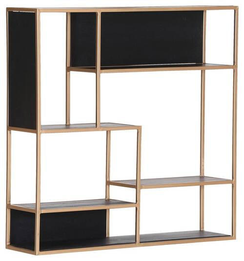 REGAL  100/100/25 cm Schwarz, Goldfarben  - Goldfarben/Schwarz, Design, Holz/Metall (100/100/25cm) - Lomoco
