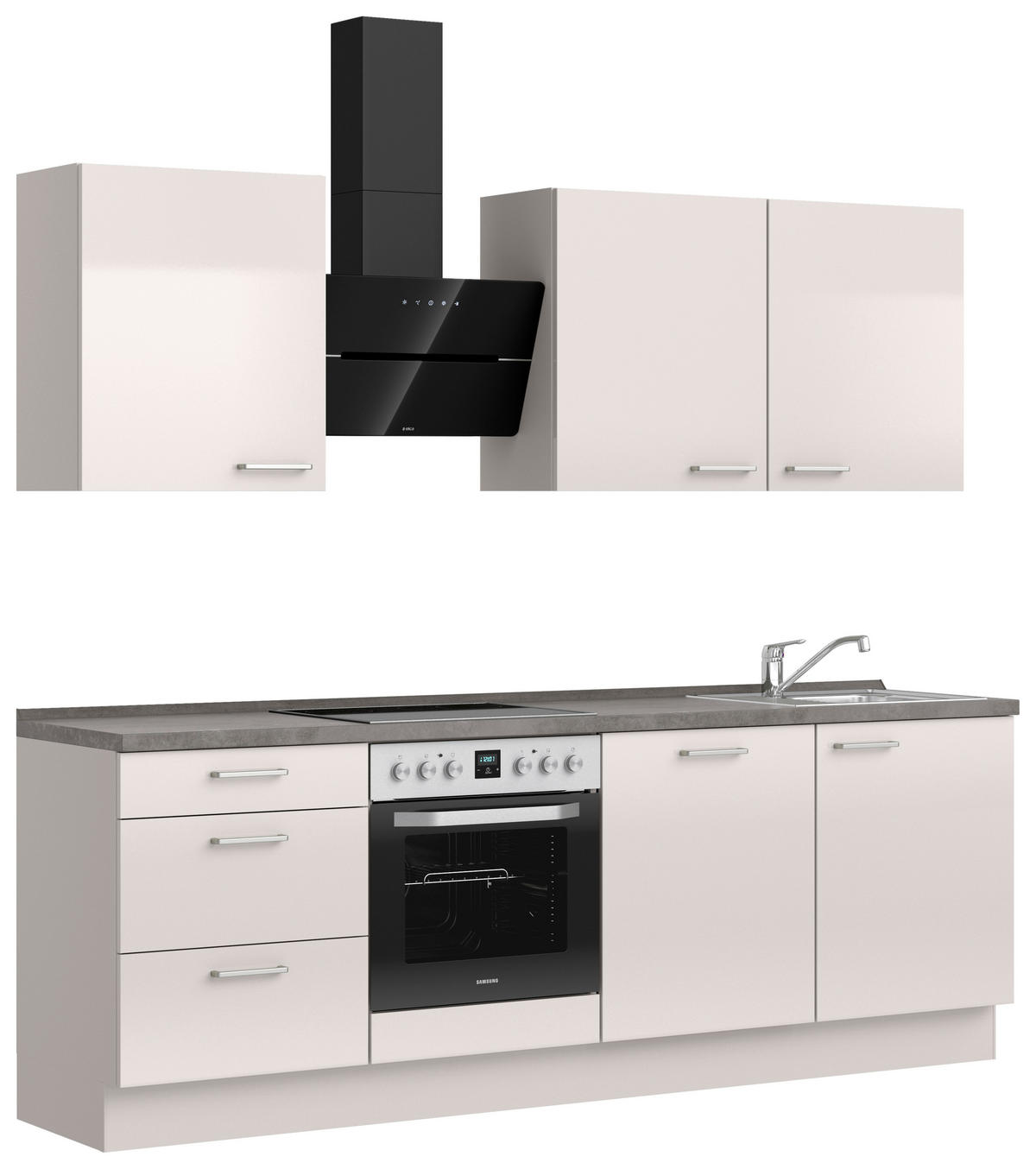KÜCHENBLOCK Flash 240 cm  in Schieferfarben, Hellgrau  - Schieferfarben/Edelstahlfarben, MODERN, Holzwerkstoff/Metall (240cm) - Nobilia