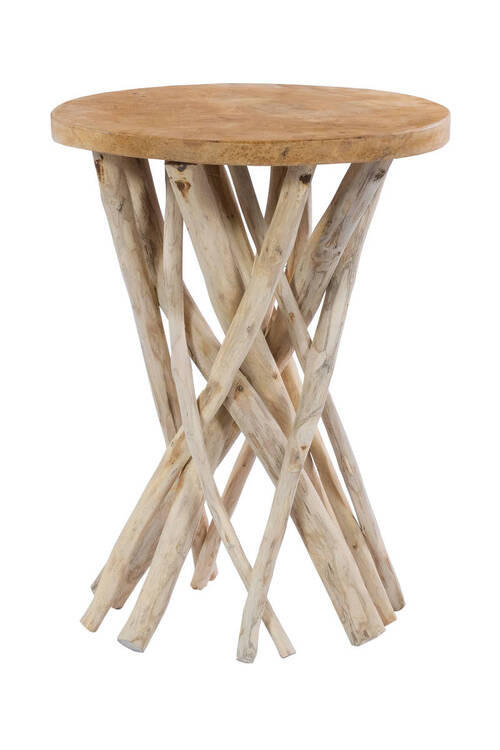 PRÍRUČNÝ STOLÍK, tíkové drevo, prírodná farba - prírodná farba, Natur, drevo (40/55/40cm)