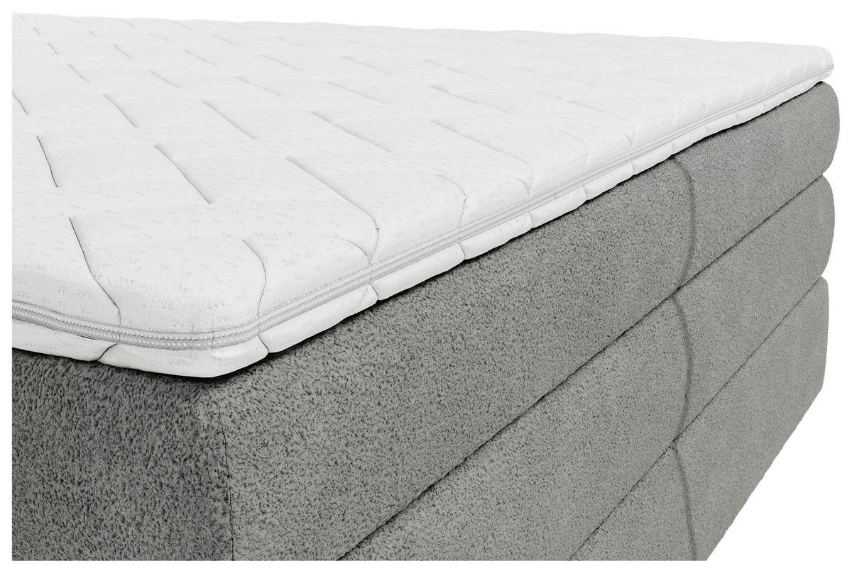BOXSPRINGBETT 180/200 cm,  in Dunkelgrau, gepolstertes Kopfteil, Bettkasten, Topper, Matratzen, H3 + H3 = fest  - Dunkelgrau/Schwarz, Design, Holz/Holzwerkstoff (180/200cm) - Chameo