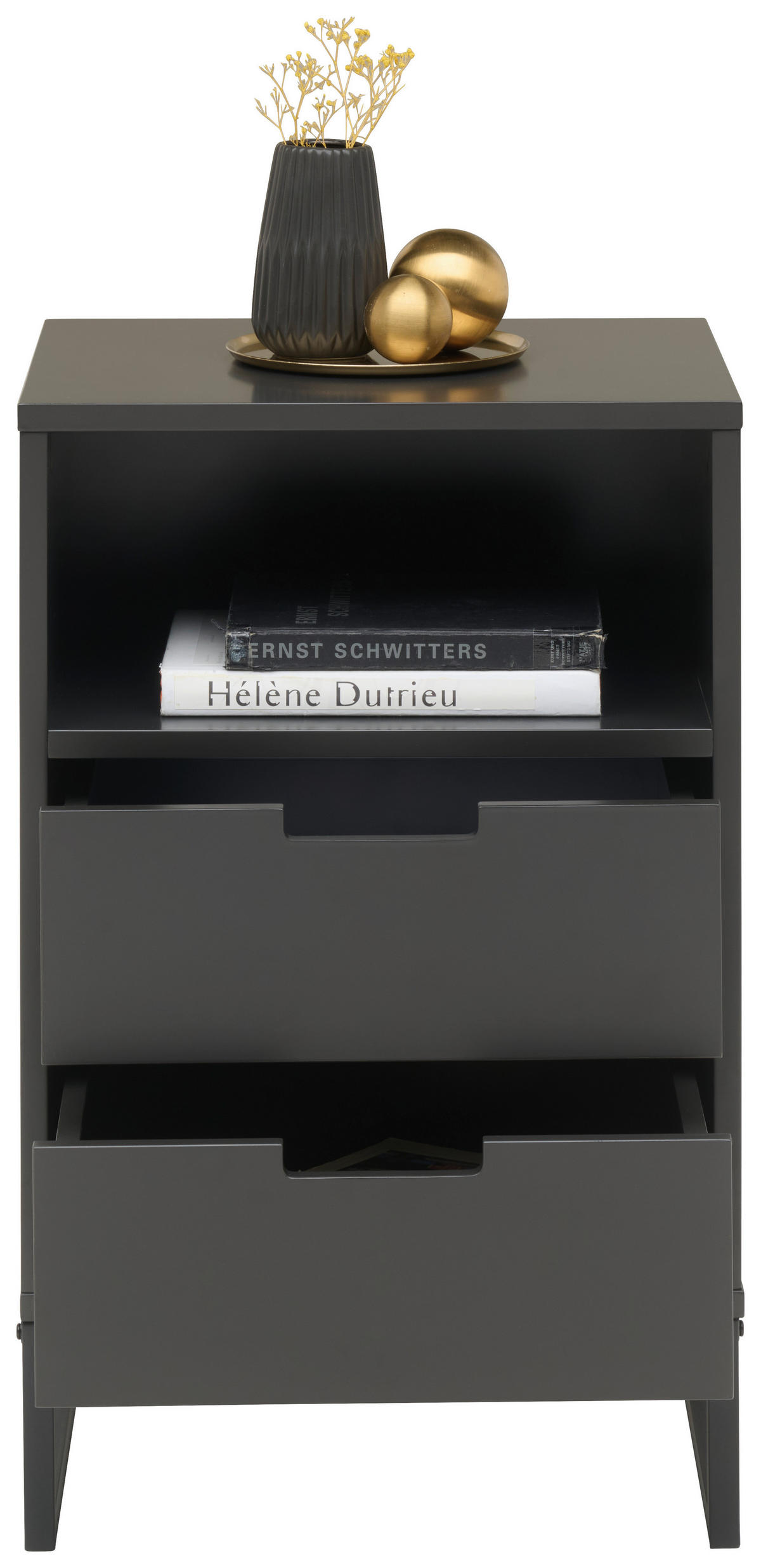 NACHTSCHRANK 47,6/74/40 cm  - Anthrazit/Schwarz, Design, Holzwerkstoff/Metall (47,6/74/40cm) - Novel