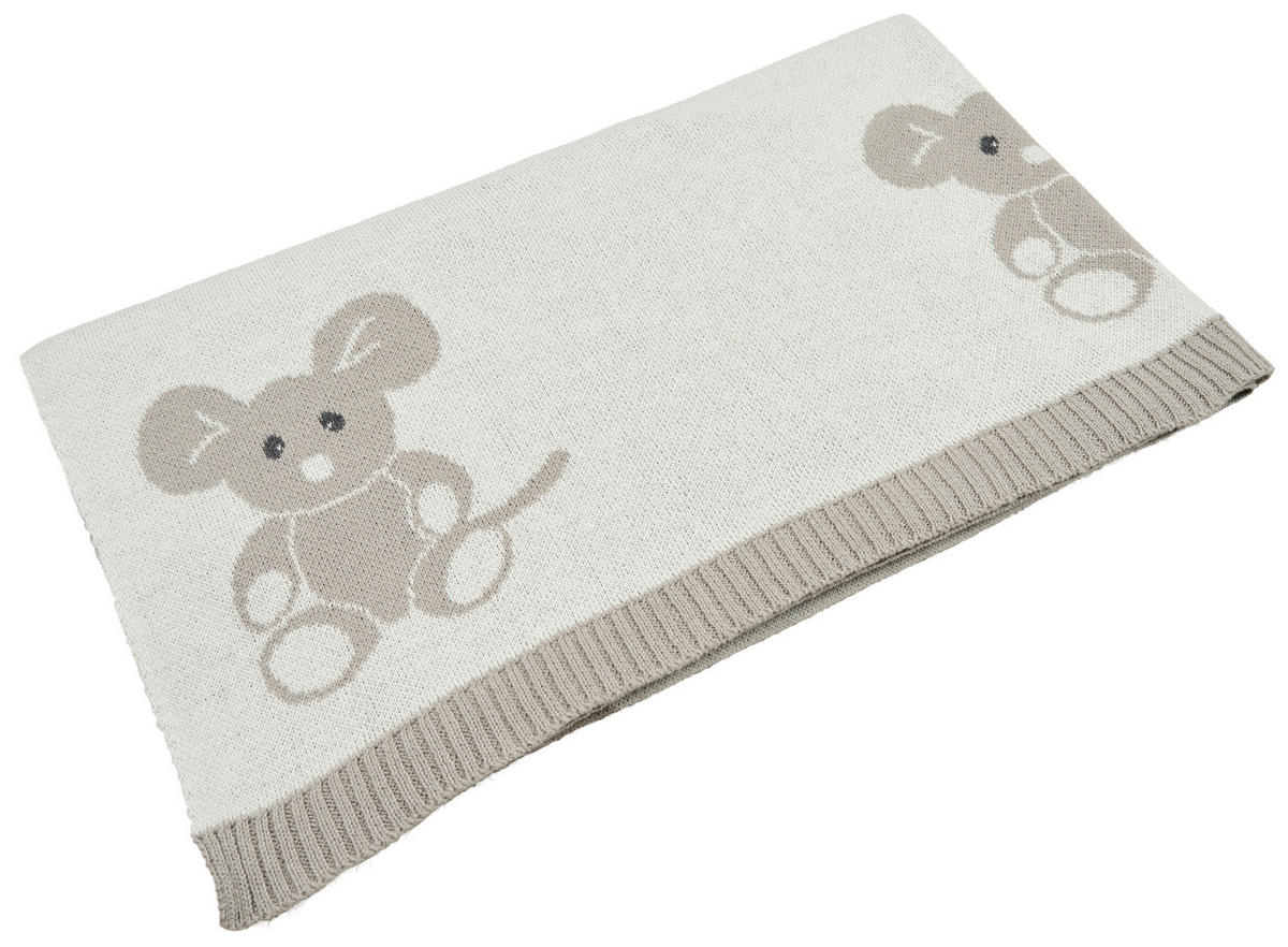 SCHMUSEDECKE  80/100 cm  - Elfenbein/Silberfarben, Natur, Textil (80/100cm) - Avelia