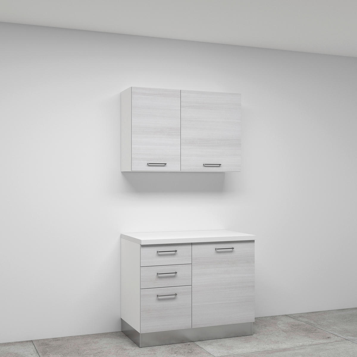 KÜCHENBLOCK 300 cm   in Eukalyptusholzfarben  - Eukalyptusholzfarben/Alufarben, LIFESTYLE, Kunststoff/Metall (300cm) - MID.YOU