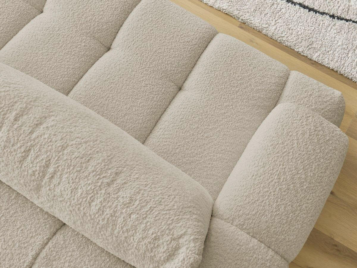 SCHLAFSOFA FUJI Bouclé Beige  inkl.  - Beige/Schwarz, MODERN, Kunststoff/Textil (251/113/88cm)