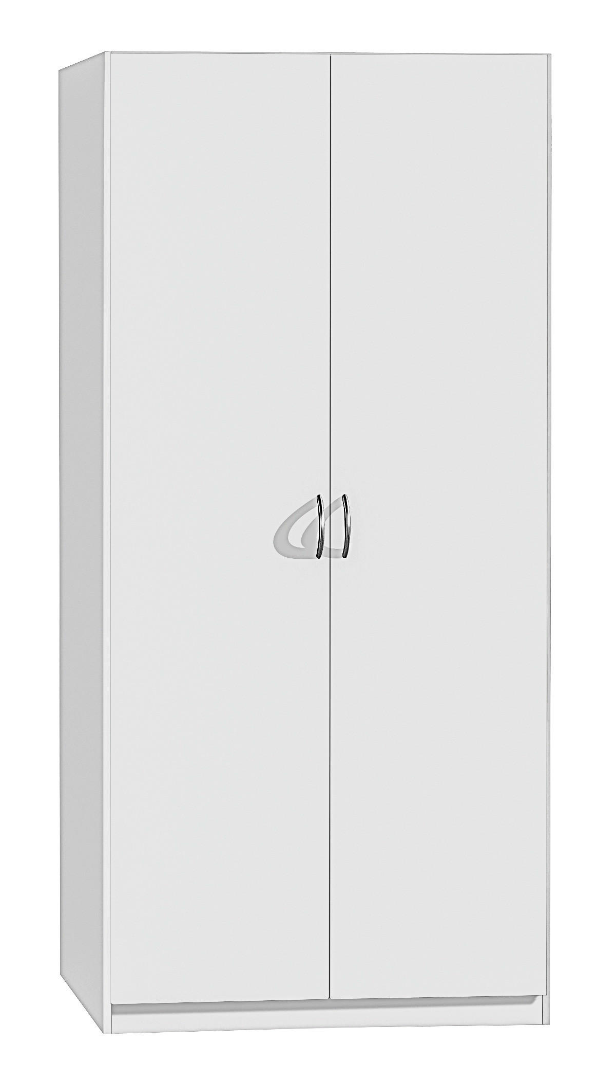 DREHTÜRENSCHRANK Weiss  - Weiss/Silberfarben, Design, Holzwerkstoff/Kunststoff (91/197/54cm) - Boxxx