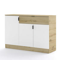 KOMODA   123.2/40/85 cm   bijela, hrast Artisan  - bijela/hrast Artisan, Design, drvni materijal/metal (123.2/40/85cm)