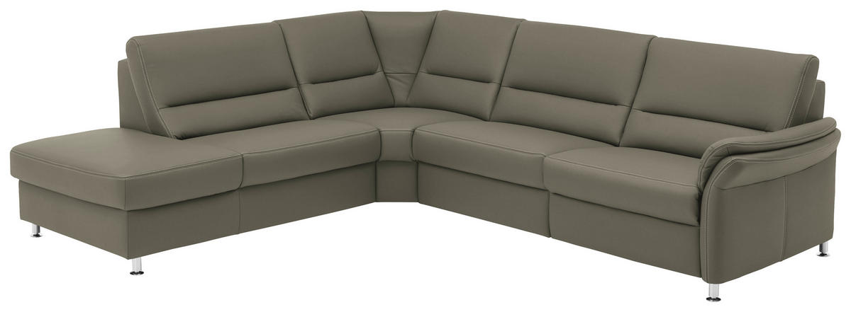 ECKSOFA in Echtleder Hellgrau  - Beige/Hellgrau, Design, Leder/Metall (249/288cm) - Beldomo Premium