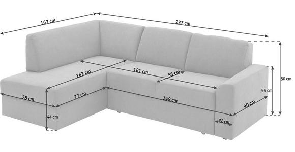 ECKSOFA in Webstoff Graubraun  - Graubraun/Schwarz, KONVENTIONELL, Kunststoff/Textil (165/224cm) - Xora