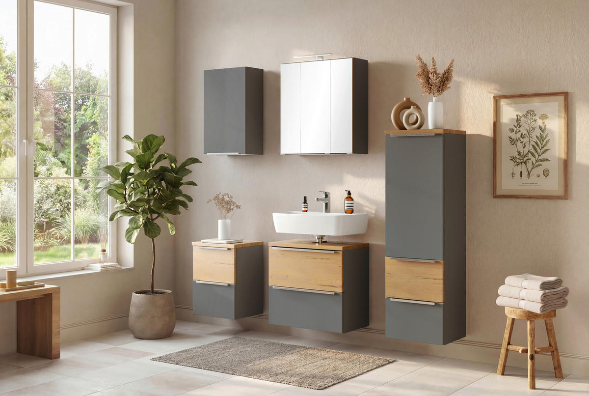 SPIEGELSCHRANK 60/64/20 cm  - Wildeiche/Edelstahlfarben, Trend, Glas/Holzwerkstoff (60/64/20cm) - Held