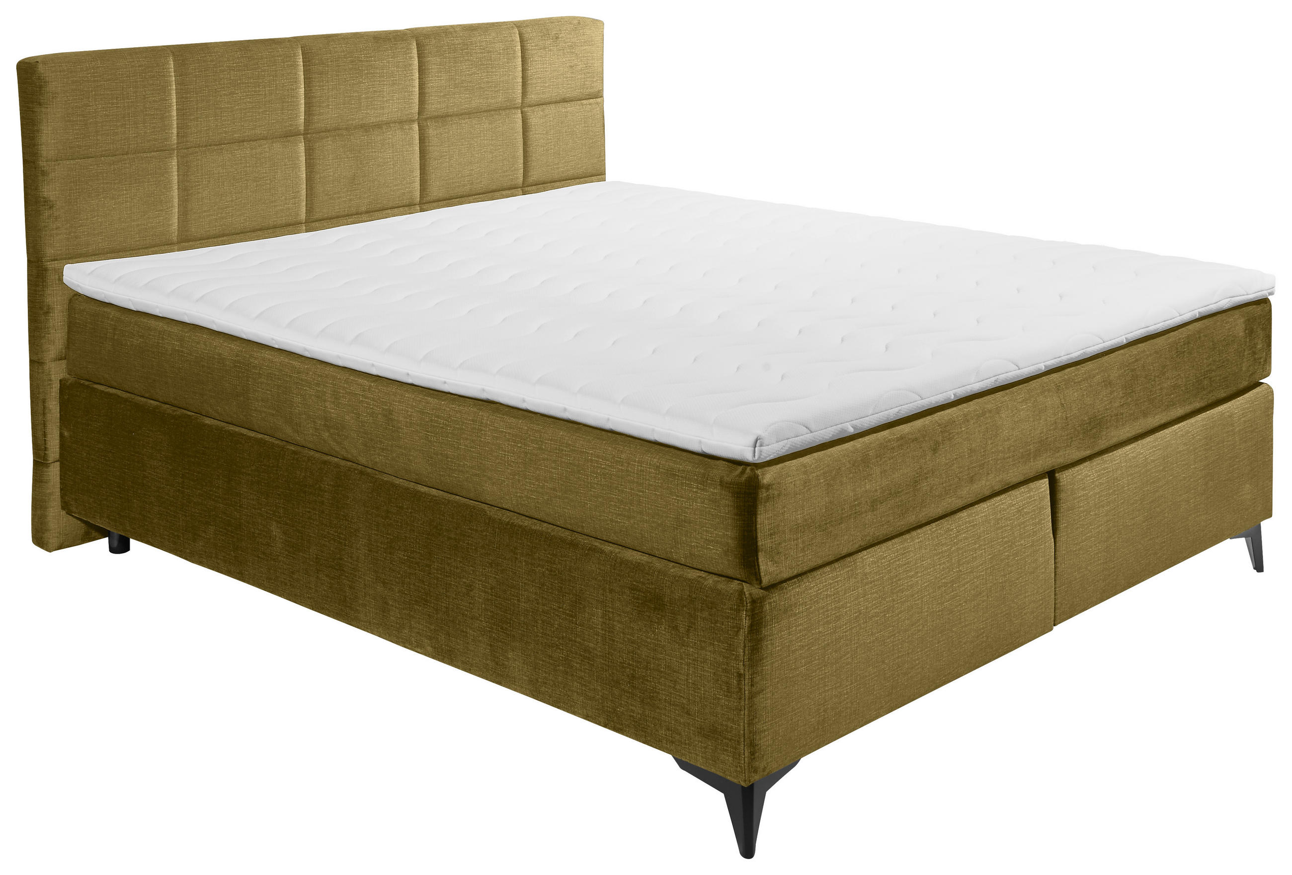 BOXSPRINGBETT 180/200 cm  in Olivgrün  - Schwarz/Olivgrün, Design, Holzwerkstoff/Kunststoff (180/200cm) - Xora