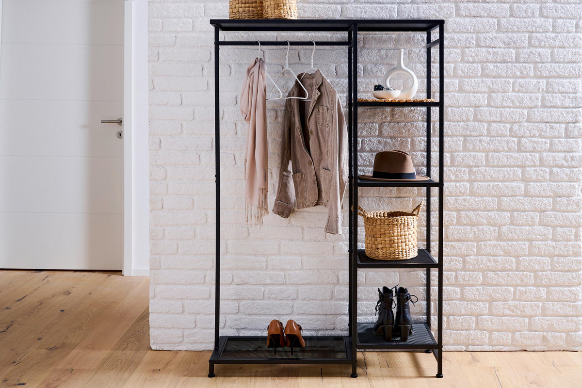 GARDEROBENSCHRANK  in 100/165/36 cm  - Schwarz, MODERN, Metall (100/165/36cm) - PBJ