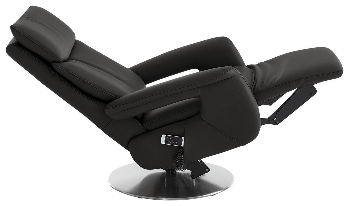 RELAXSESSEL in Leder Grau  - Edelstahlfarben/Grau, Design, Leder/Metall (78/112/85cm) - Cantus