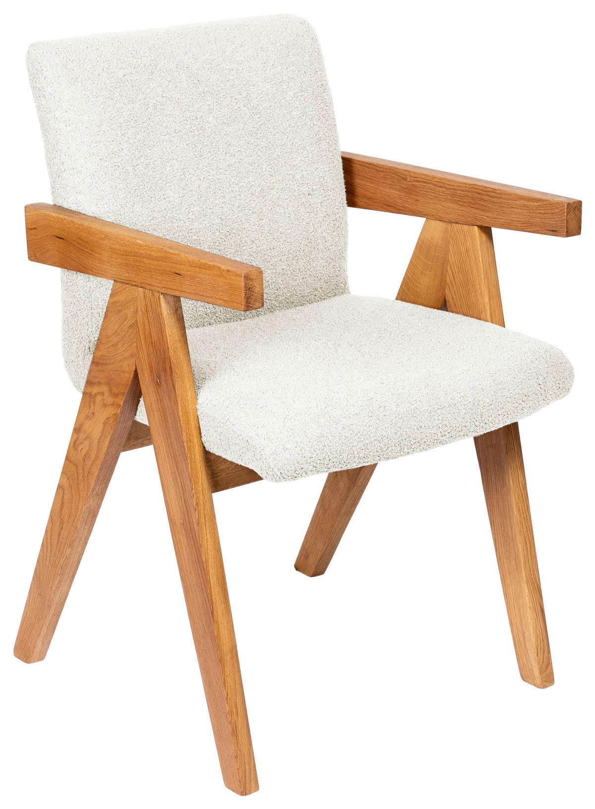 ARMLEHNSTUHL  in Bouclé  - Eichefarben/Beige, KONVENTIONELL, Holz/Textil (53,5/83/62cm) - Linea Natura